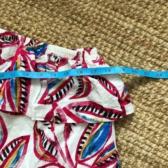 J.CREW linen blend summer dress with ruffle. Single shoulder off shoulder.Floral - Picture 9 of 10